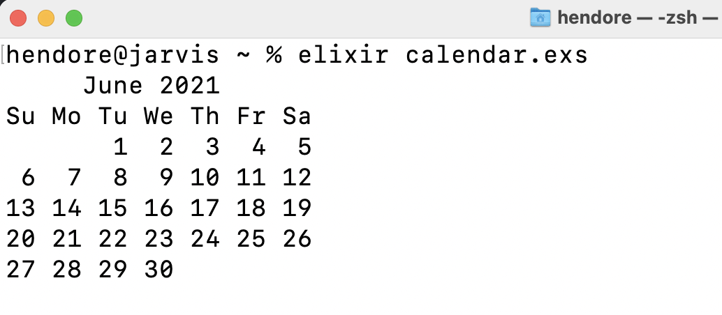 Calendar port output