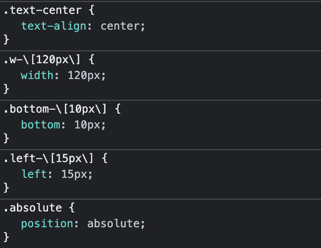 Tailwind output classes
